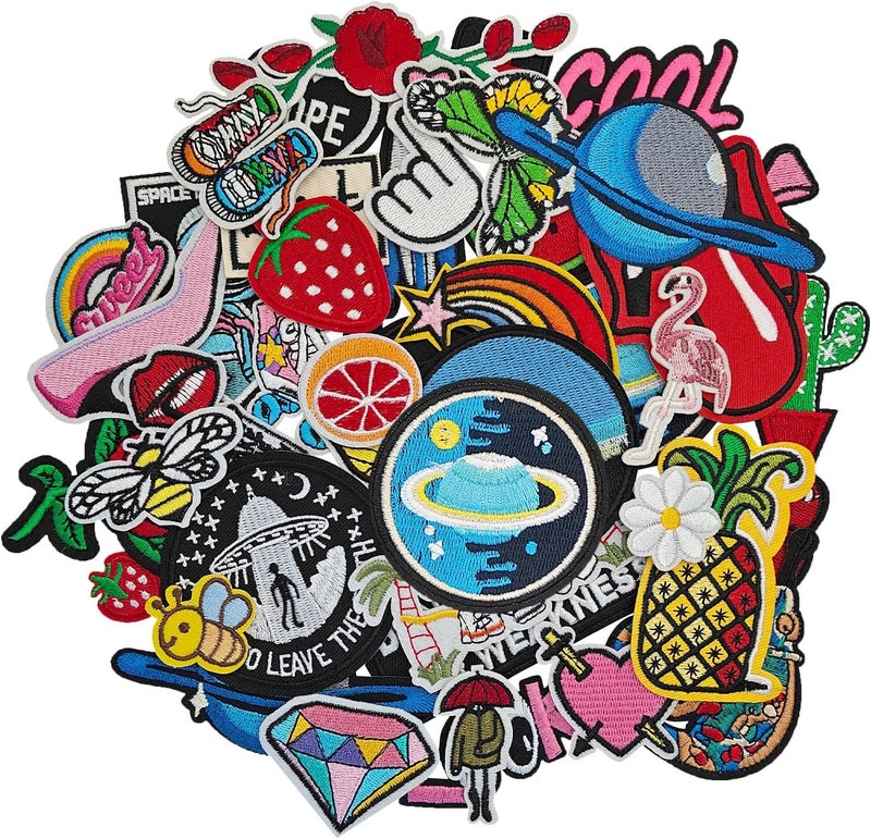 RF-patch 40Pcs Iron on Patches Variety Pack, Large Embroidered Applique Iron on Patch for Clothes, Hats, Jeans, Backpacks, Etc - Image 1